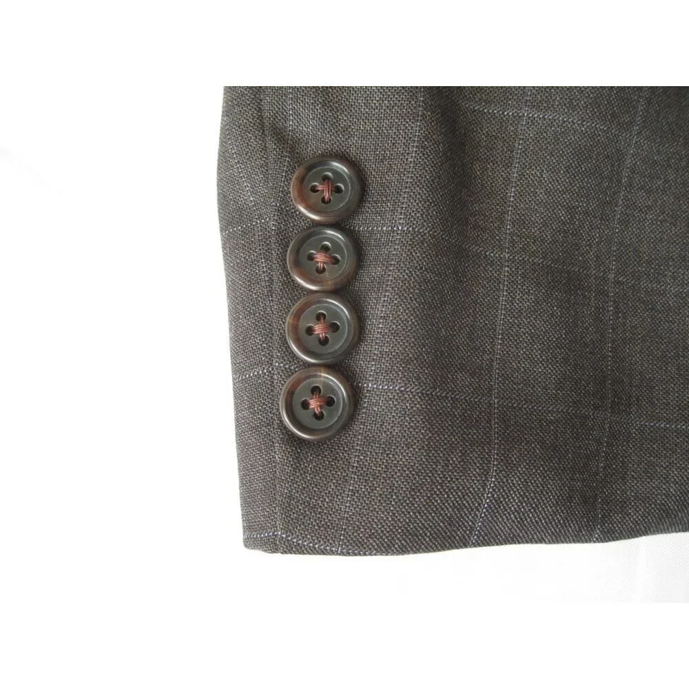 Men‎ Hickey Freeman 3 Button Reda Wool Plaid Blazer Jacket Sz 44 Long (MJ52) USA